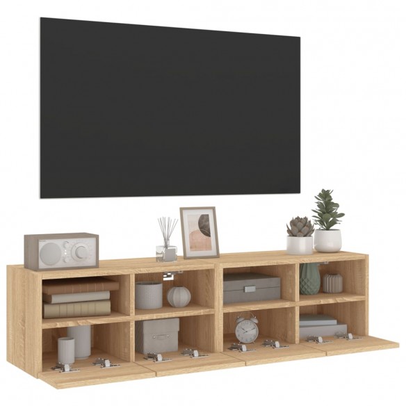 Meubles TV muraux 2 pcs chêne sonoma 60x30x30cm bois ingénierie