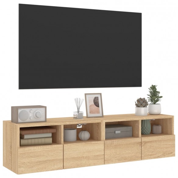 Meubles TV muraux 2 pcs chêne sonoma 60x30x30cm bois ingénierie