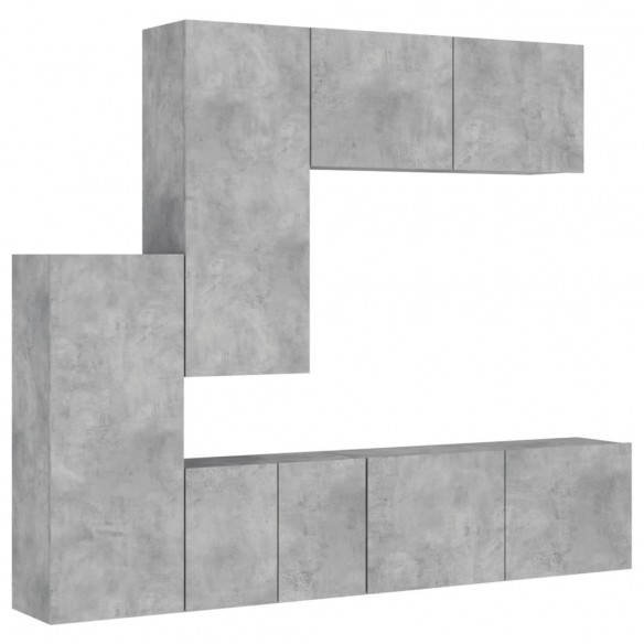 Unités murales TV 5 pcs gris béton bois d'ingénierie