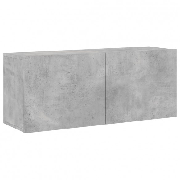 Unités murales TV 5 pcs gris béton bois d'ingénierie