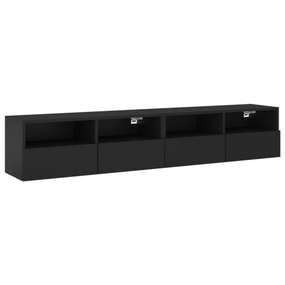 Meubles TV muraux 2 pcs noir 80x30x30 cm bois d'ingénierie