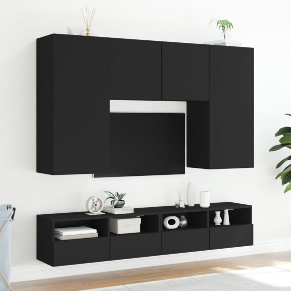 Meubles TV muraux 2 pcs noir 80x30x30 cm bois d'ingénierie