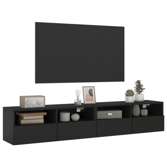 Meubles TV muraux 2 pcs noir 80x30x30 cm bois d'ingénierie