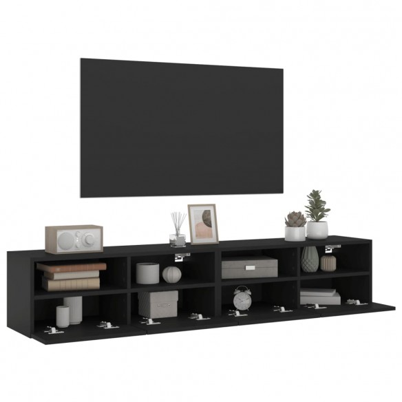 Meubles TV muraux 2 pcs noir 80x30x30 cm bois d'ingénierie