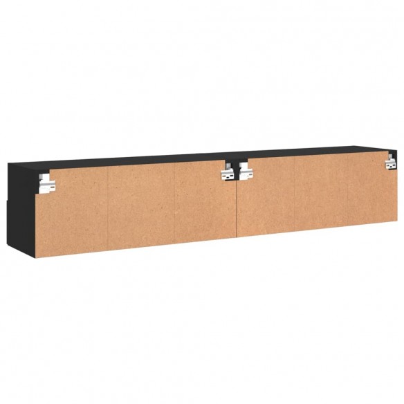 Meubles TV muraux 2 pcs noir 80x30x30 cm bois d'ingénierie