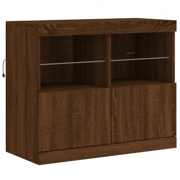 Buffet avec lumières LED chêne marron 81x37x67 cm