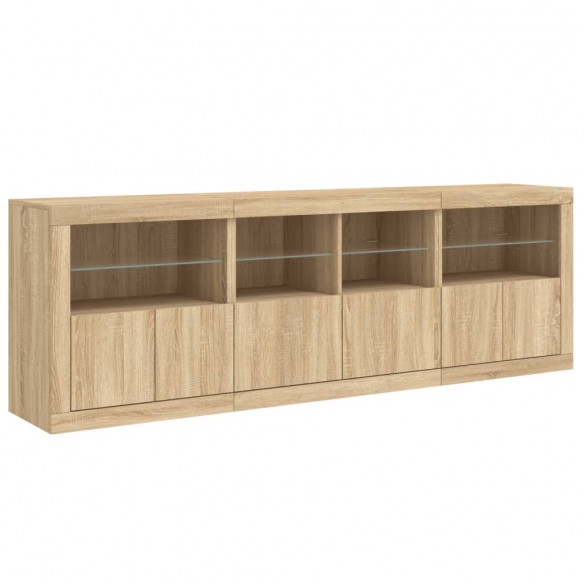 Buffet avec lumières LED chêne sonoma 202x37x67 cm