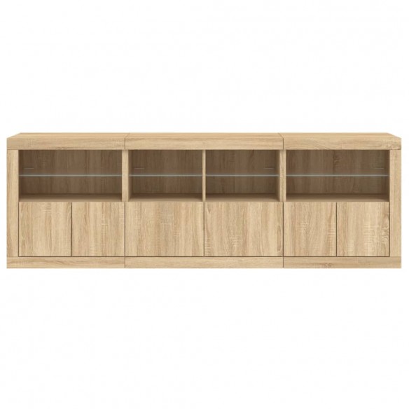 Buffet avec lumières LED chêne sonoma 202x37x67 cm