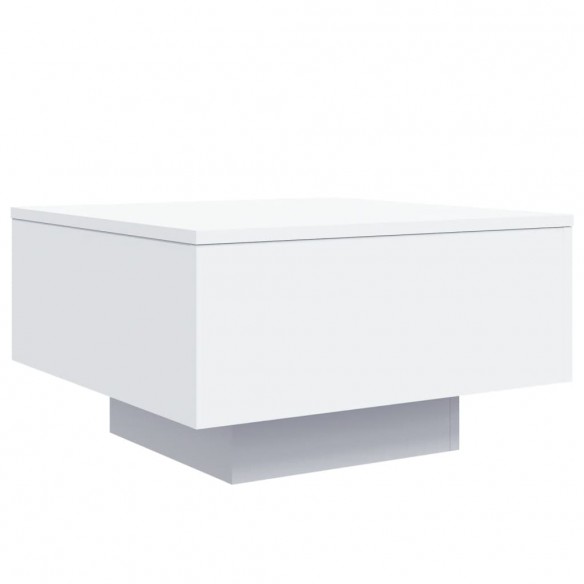 Table basse avec lumières LED blanc 55x55x31 cm