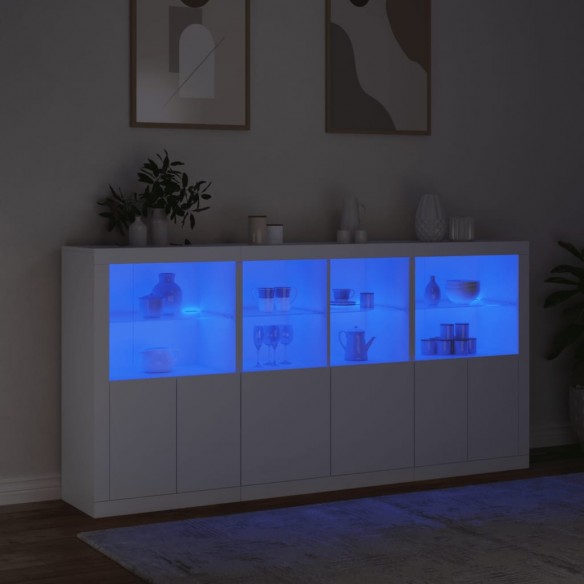 Buffet avec lumières LED blanc 202x37x100 cm