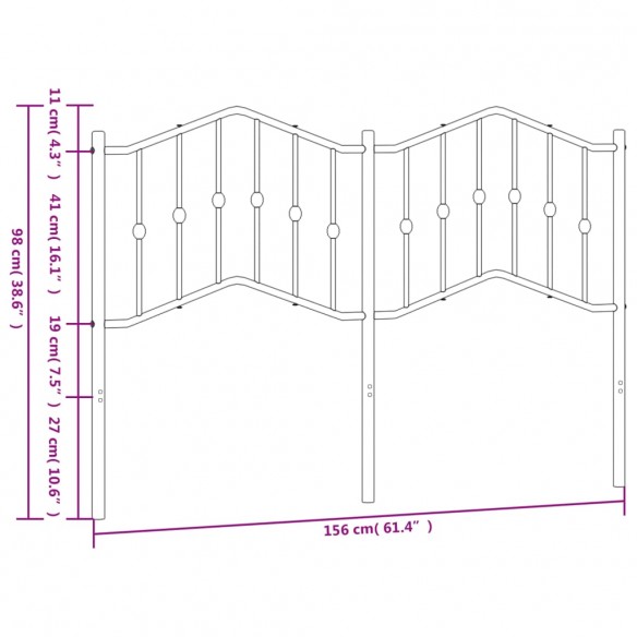 Tête de lit métal noir 150 cm