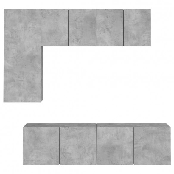 Unités murales TV 5 pcs gris béton bois d'ingénierie