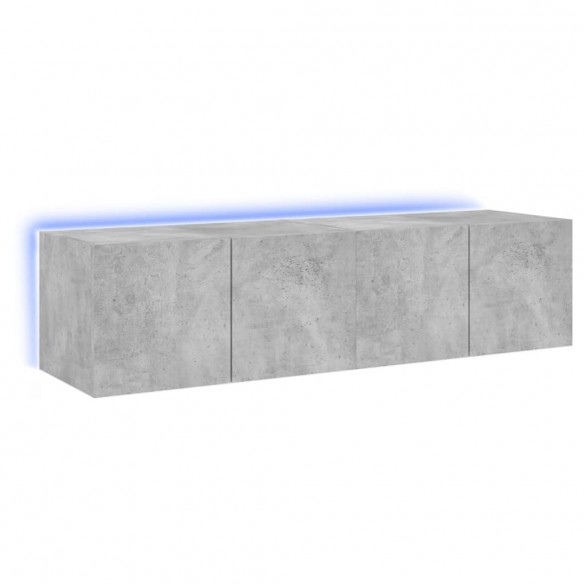 Meubles TV muraux et lumières LED 2pcs gris béton 60x35x31 cm