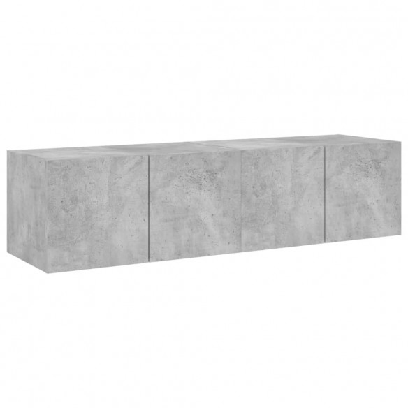 Meubles TV muraux et lumières LED 2pcs gris béton 60x35x31 cm