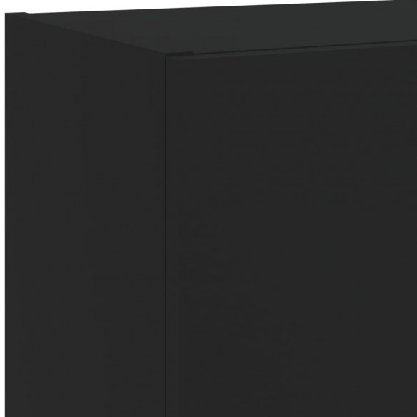 Unités murales TV avec LED 5 pcs noir bois d'ingénierie