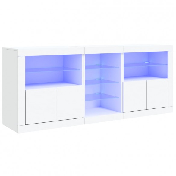 Buffet avec lumières LED blanc 162x37x67 cm