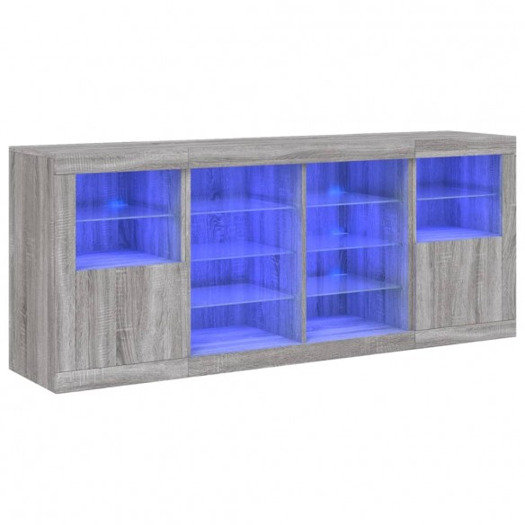 Buffet avec lumières LED sonoma gris 163x37x67 cm