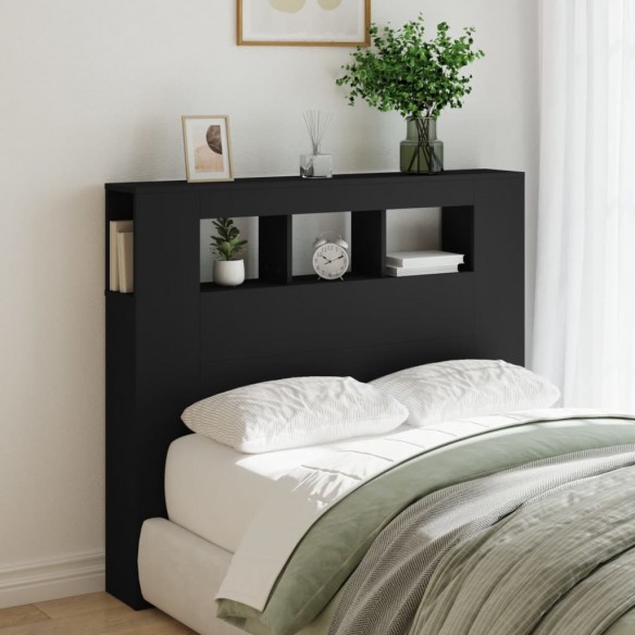 Tête de lit à LED noir 120x18,5x103,5 cm bois d'ingénierie