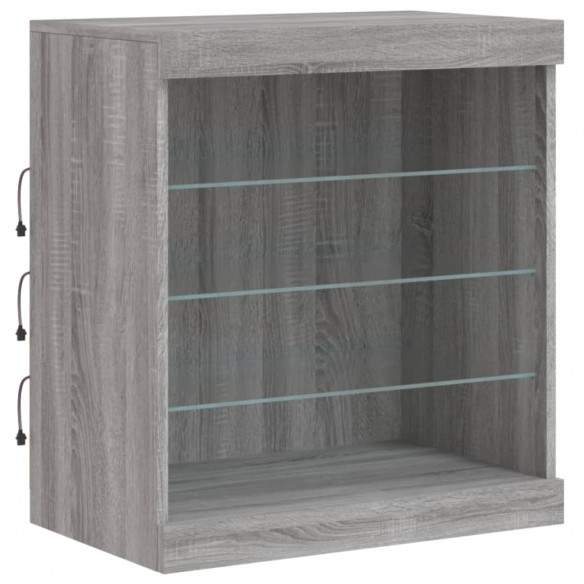 Buffet avec lumières LED sonoma gris 142,5x37x67 cm