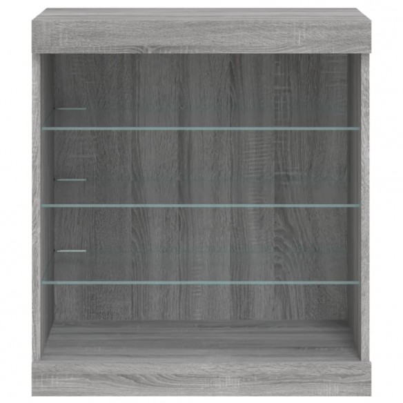 Buffet avec lumières LED sonoma gris 60,5x37x67 cm