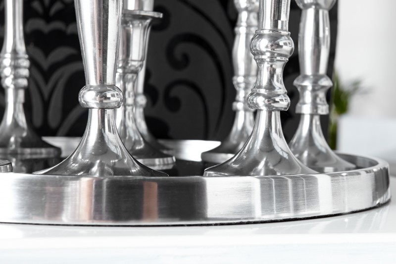Chandelier design en aluminium argenté à 9 branches