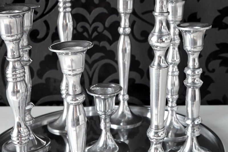 Chandelier design en aluminium argenté à 9 branches
