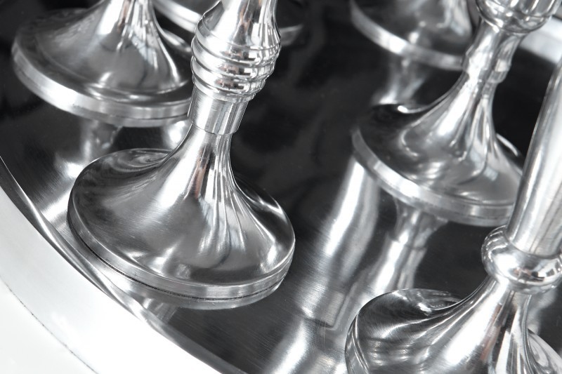 Chandelier design en aluminium argenté à 9 branches