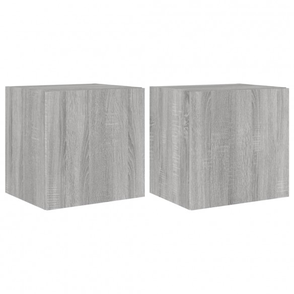 Meubles TV muraux et lumières LED 2pcs sonoma gris 40,5x35x40cm