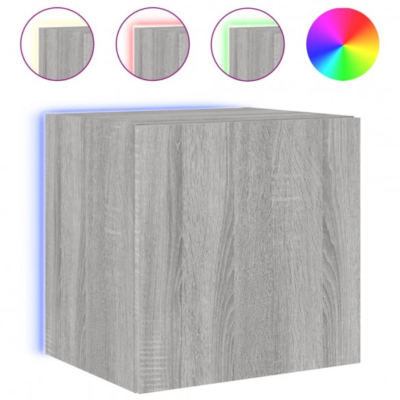 Meubles TV muraux et lumières LED 2pcs sonoma gris 40,5x35x40cm