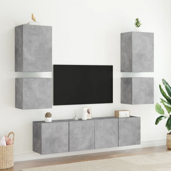 Meubles TV muraux 2 pcs gris béton 40,5x30x40cm bois ingénierie