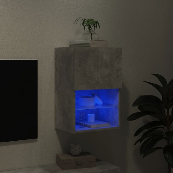 Meuble TV avec lumières LED gris béton 40,5x30x60 cm