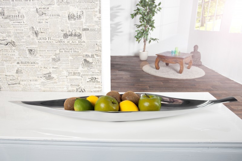 Bol de fruits décoratif en aluminium argenté Bol de fruits décoratif en aluminium argenté