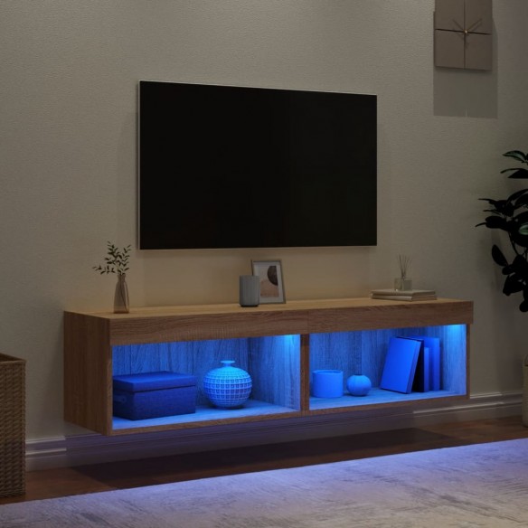 Meubles TV avec lumières LED 2 pcs chêne sonoma 60x30x30 cm