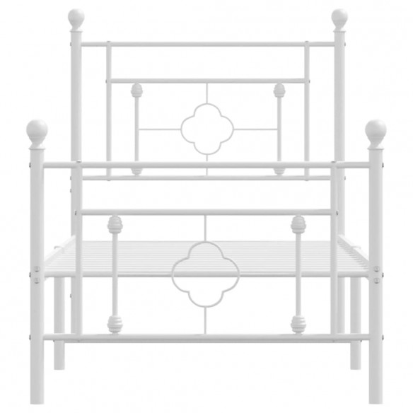 Cadre de lit métal avec tête de lit/pied de lit blanc 75x190 cm