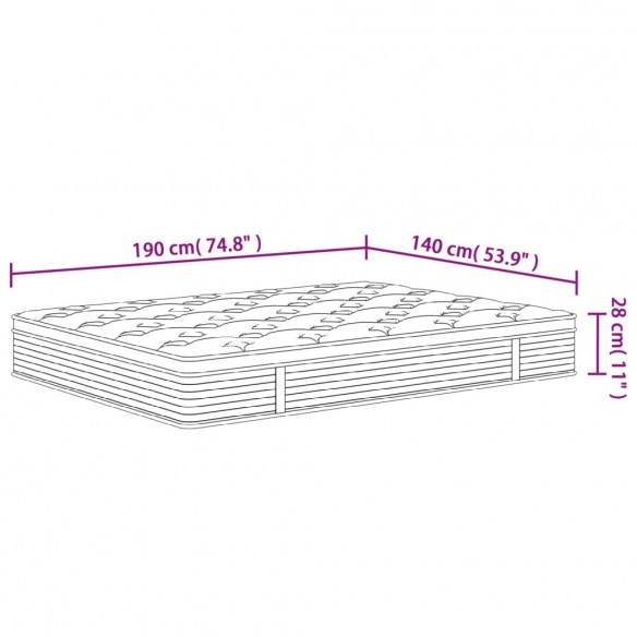 Matelas à ressorts ensachés moyen plus 140x190 cm