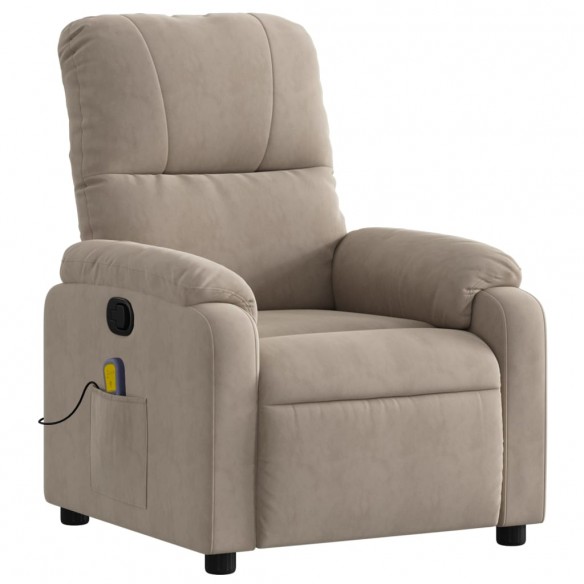 Fauteuil inclinable de massage taupe tissu microfibre