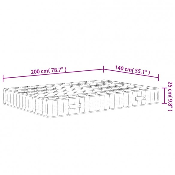 Matelas à ressorts ensachés dureté moyenne 140x200 cm