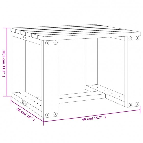 Table d'appoint de jardin 40x38x28,5 cm bois massif de pin