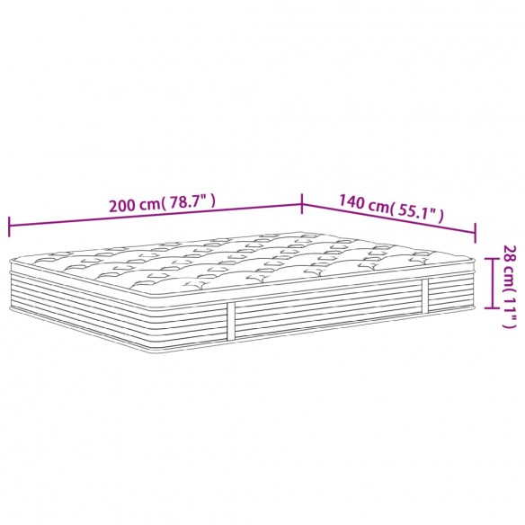 Matelas à ressorts ensachés moyen plus 140x200 cm