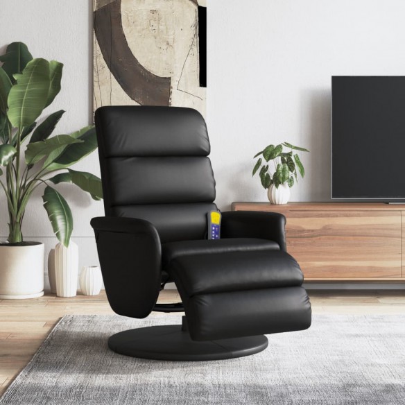 Fauteuil inclinable de massage repose-pieds noir similicuir