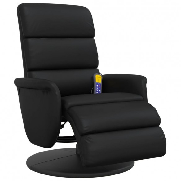 Fauteuil inclinable de massage repose-pieds noir similicuir