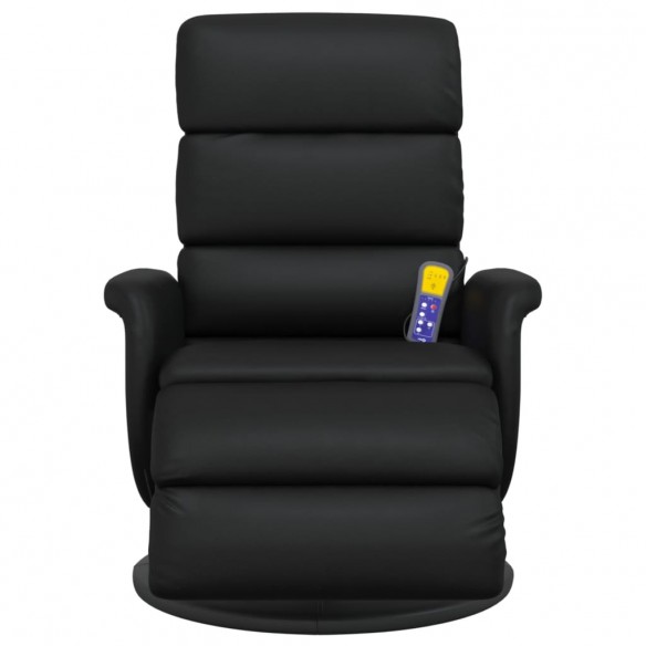 Fauteuil inclinable de massage repose-pieds noir similicuir