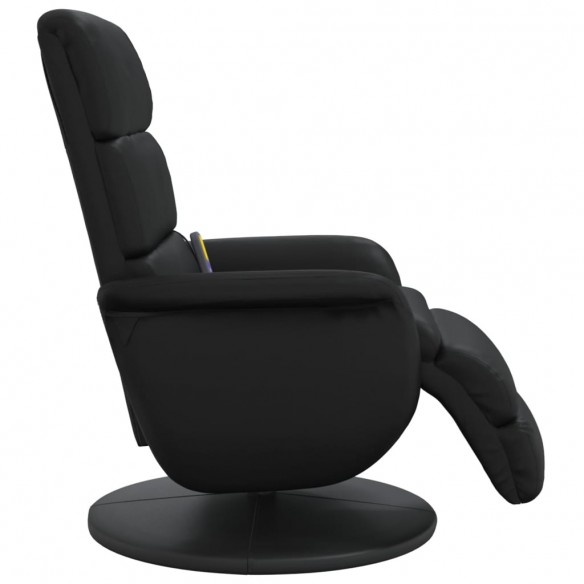 Fauteuil inclinable de massage repose-pieds noir similicuir