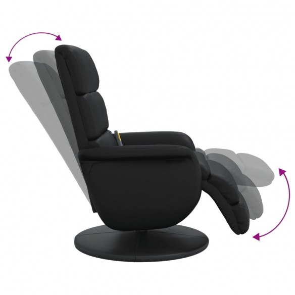 Fauteuil inclinable de massage repose-pieds noir similicuir