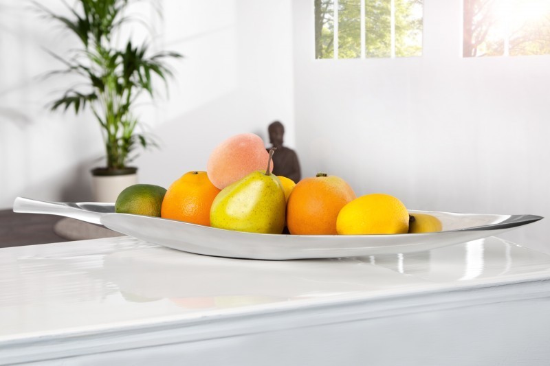 Bol de fruits design en aluminium coloris argent Bol de fruits design en aluminium coloris argent