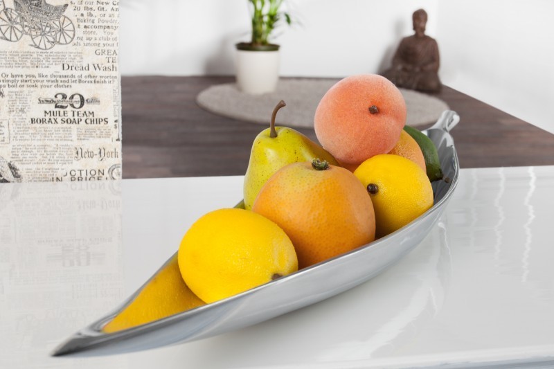 Bol de fruits design en aluminium coloris argent Bol de fruits design en aluminium coloris argent