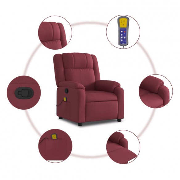 Fauteuil de massage inclinable Rouge bordeaux Tissu