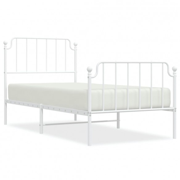 Cadre de lit métal avec tête de lit/pied de lit blanc 90x200 cm