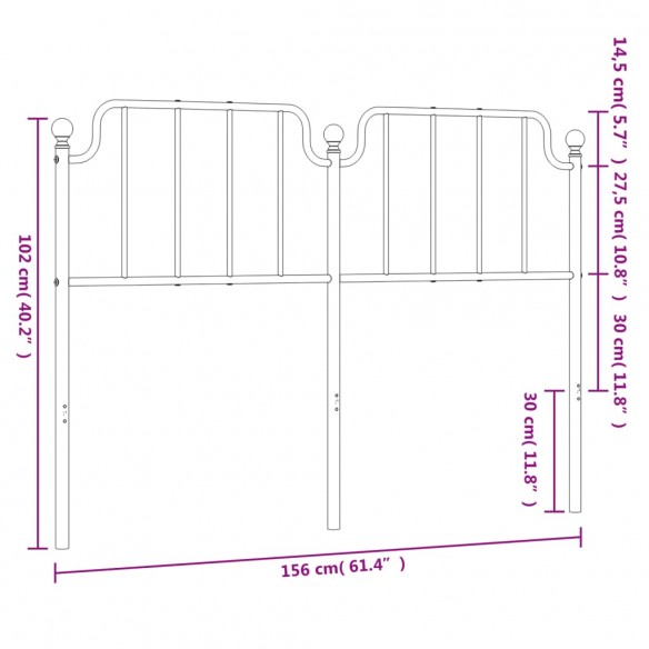 Tête de lit métal blanc 150 cm