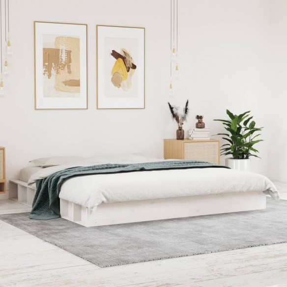 Cadre de lit blanc 180x200 cm bois de pin massif